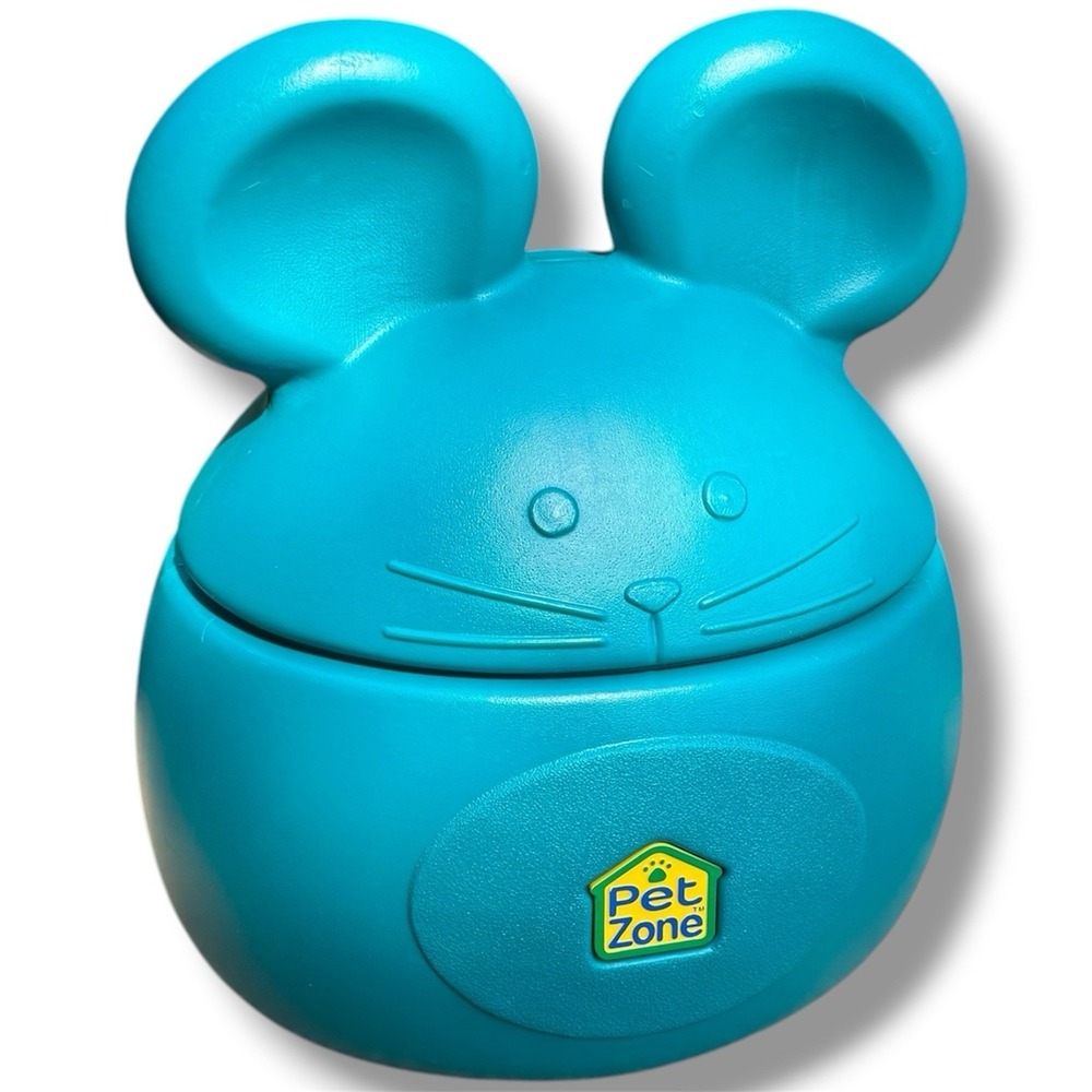 Pet Zone Mouse Toy Storage Bin Teal Organizer Cat Toy Container Teal Rare